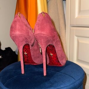 Cesare Paciotti Suede Burgundy Boot Heels